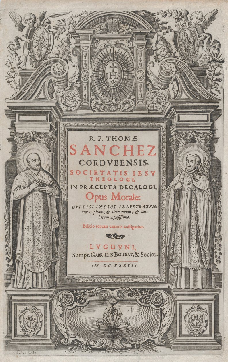 Frontyspis „Opus morale w przykazaniach Dekalogu”, 1637. autorstwa Charles Audran