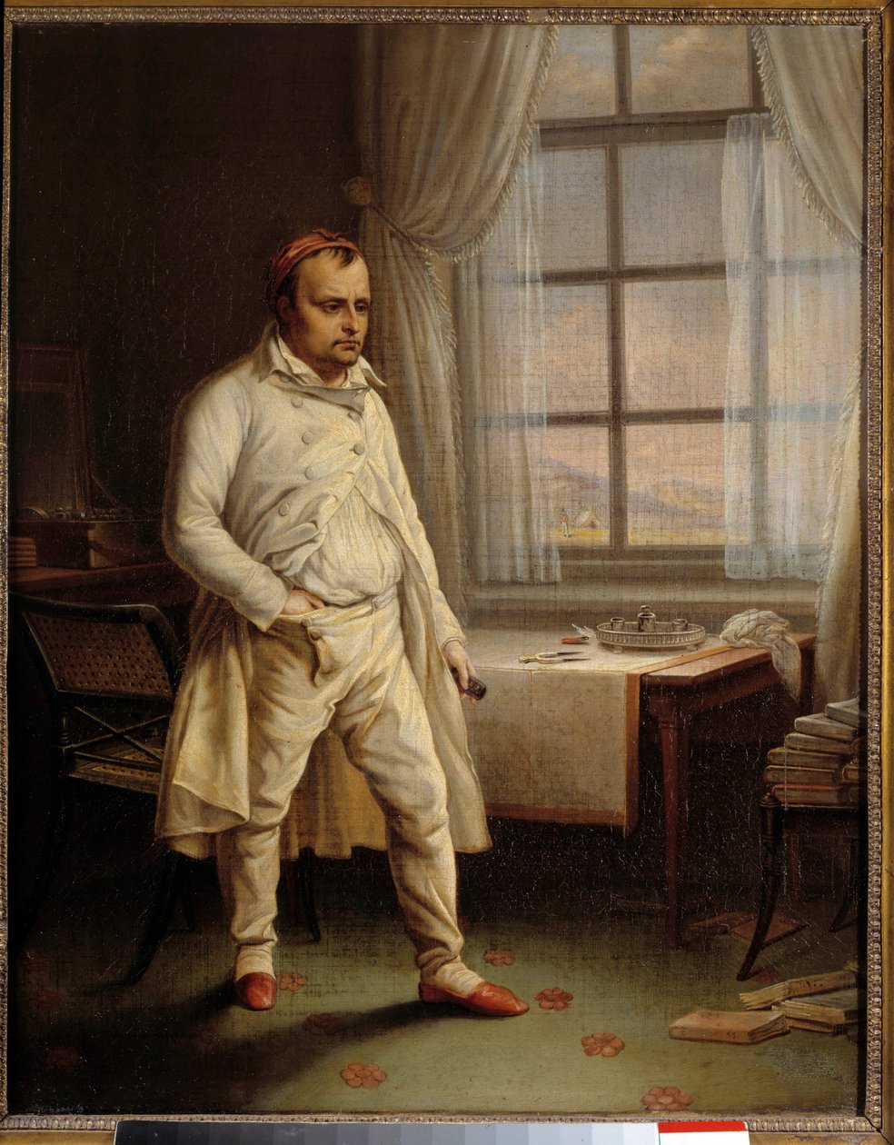 Portret Napoleona I (1769-1821) Świętej Heleny w Longwood dyktującym jego pomniki Obraz Charlesa Auguste Steubena (1788-1856) 1820 Nd. 0,62 x 0,51 m Ile D
