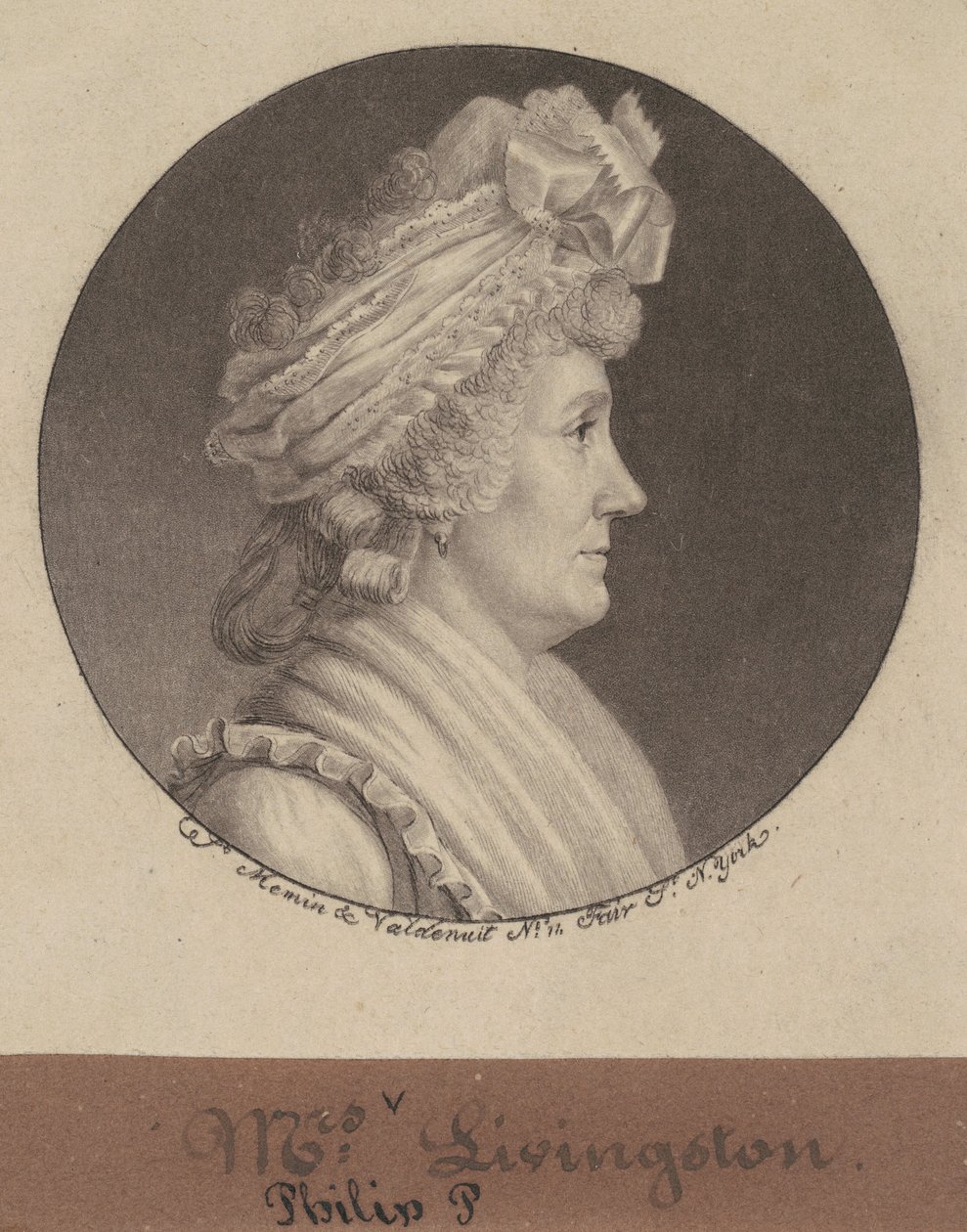 Sarah Johnson Livingston autorstwa Charles B. J. Févret de Saint Mémin