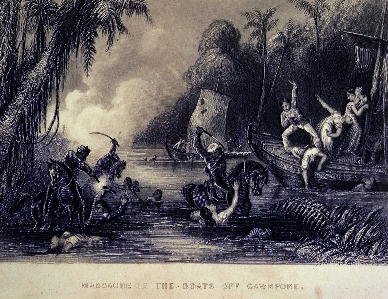 Masakra w Cawnpore autorstwa Charles Ball