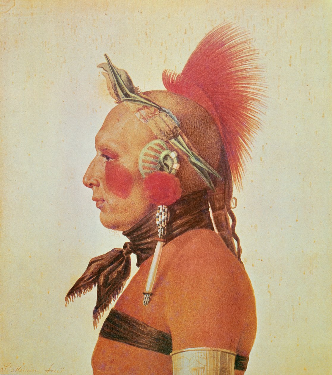 Wojownik Osagów, c.1804 (kolor lito) autorstwa Charles Balthazar Julien Févret de Saint Mémin
