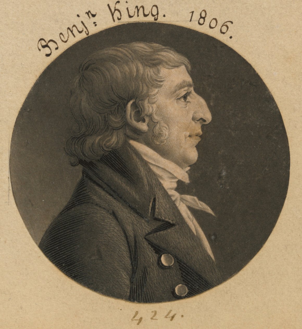 Benjamin King autorstwa Charles Balthazar Julien Févret de Saint-Mémin