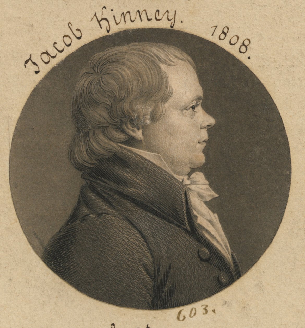 Jacob Kinney autorstwa Charles Balthazar Julien Févret de Saint-Mémin
