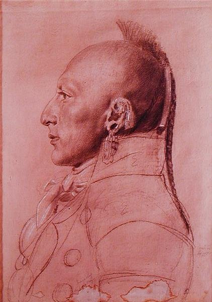Portret wodza małych Osagów, ok. 1807 (kredka na papierze) autorstwa Charles Balthazar Julien Févret de Saint Mémin