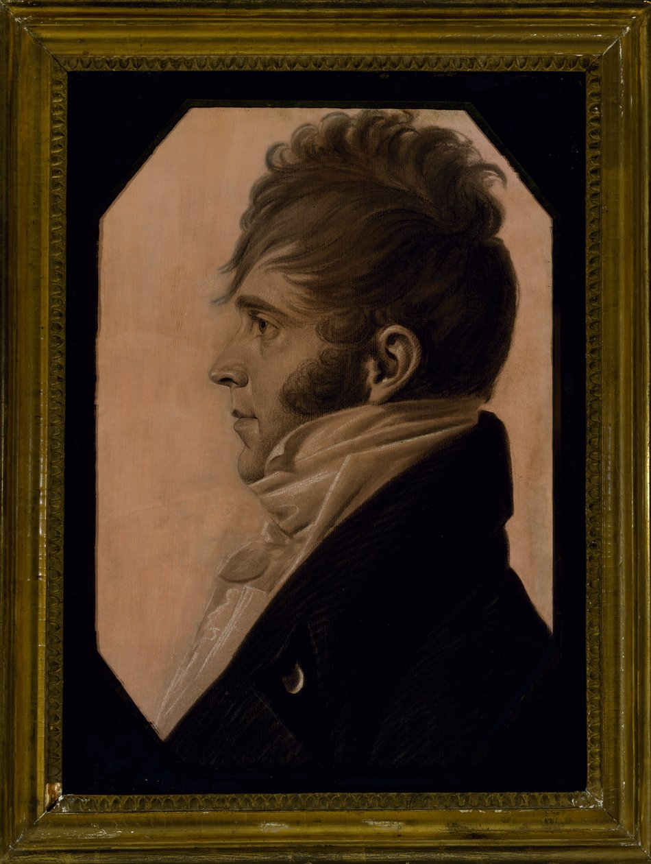Portret mężczyzny, ok. 1804 (czarna kreda podwyższona bielą na różowym papierze) autorstwa Charles Balthazar Julien Févret de Saint Mémin