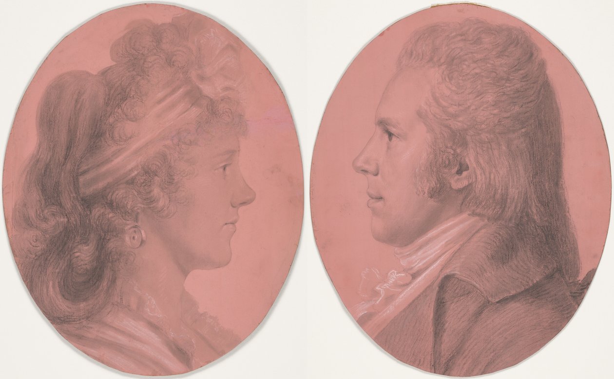 Portrety Georgesa Arnolda Fitzwilliama oraz portret Eleanor Ramsay Fitzwilliam; para autorstwa Charles Balthazar Julien Févret de Saint-Mémin