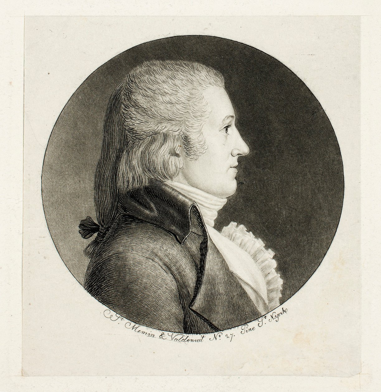 Portret profilowy, Blake autorstwa Charles Balthazar Julien Févret de Saint-Mémin
