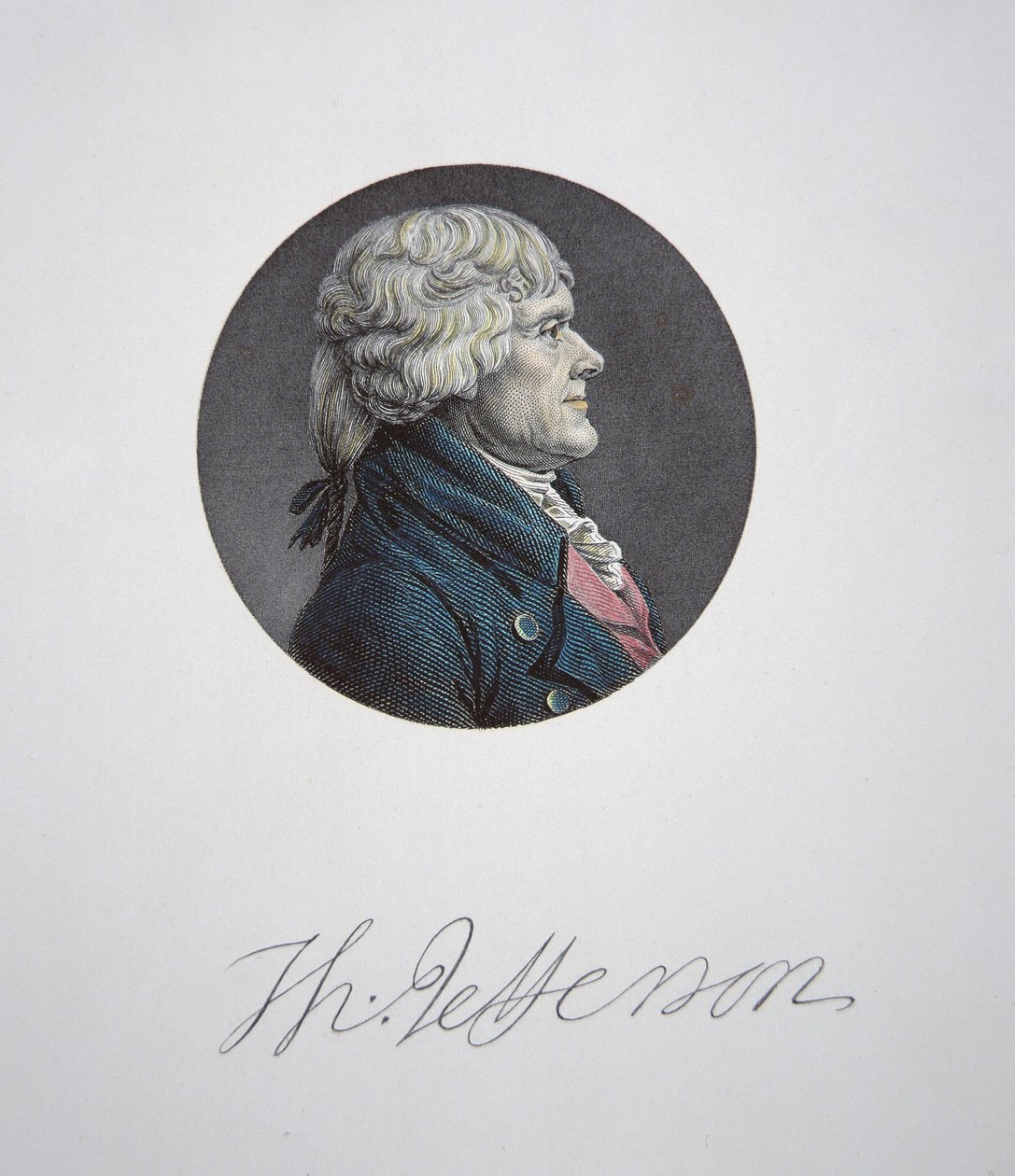 Thomas Jefferson (1743-1826) (kolor grawerowany) autorstwa Charles Balthazar Julien Févret de Saint Mémin