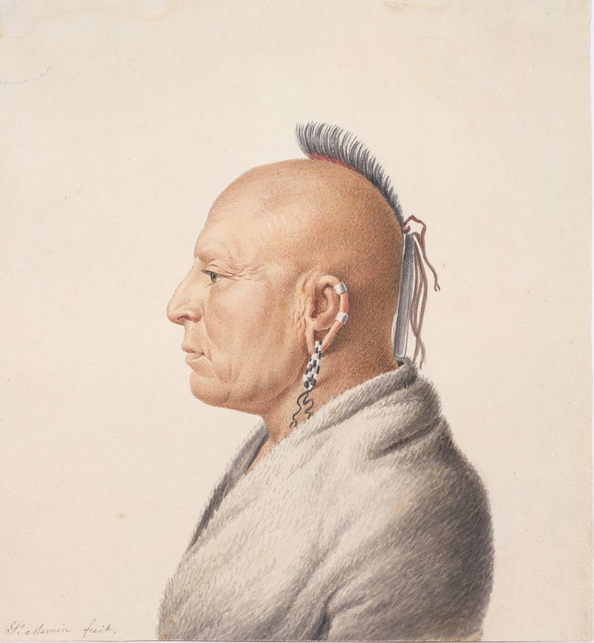 Wojownik Osagów, 1805-7. autorstwa Charles Balthazar Julien Févret de Saint Mémin
