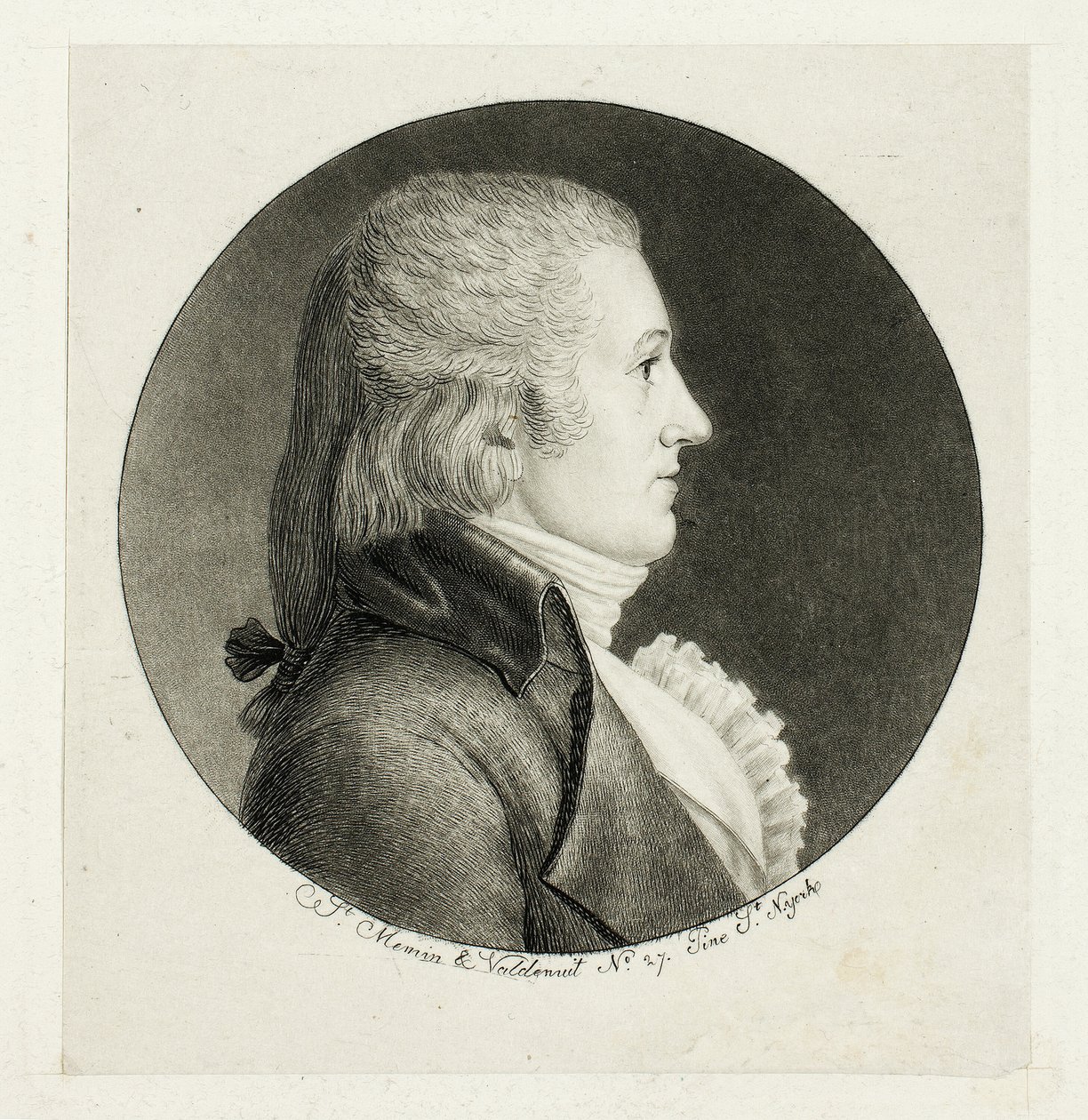 Portret profilowy, Blake autorstwa Charles Balthazar Julien Févret de Saint Mémin
