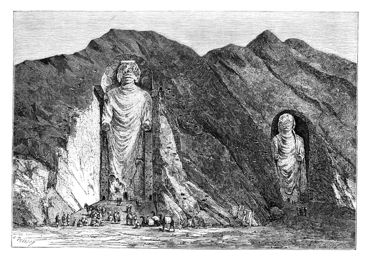 Colossal Idols, Upper Bamlan Valley, Afganistan, 1895. autorstwa Charles Barbant