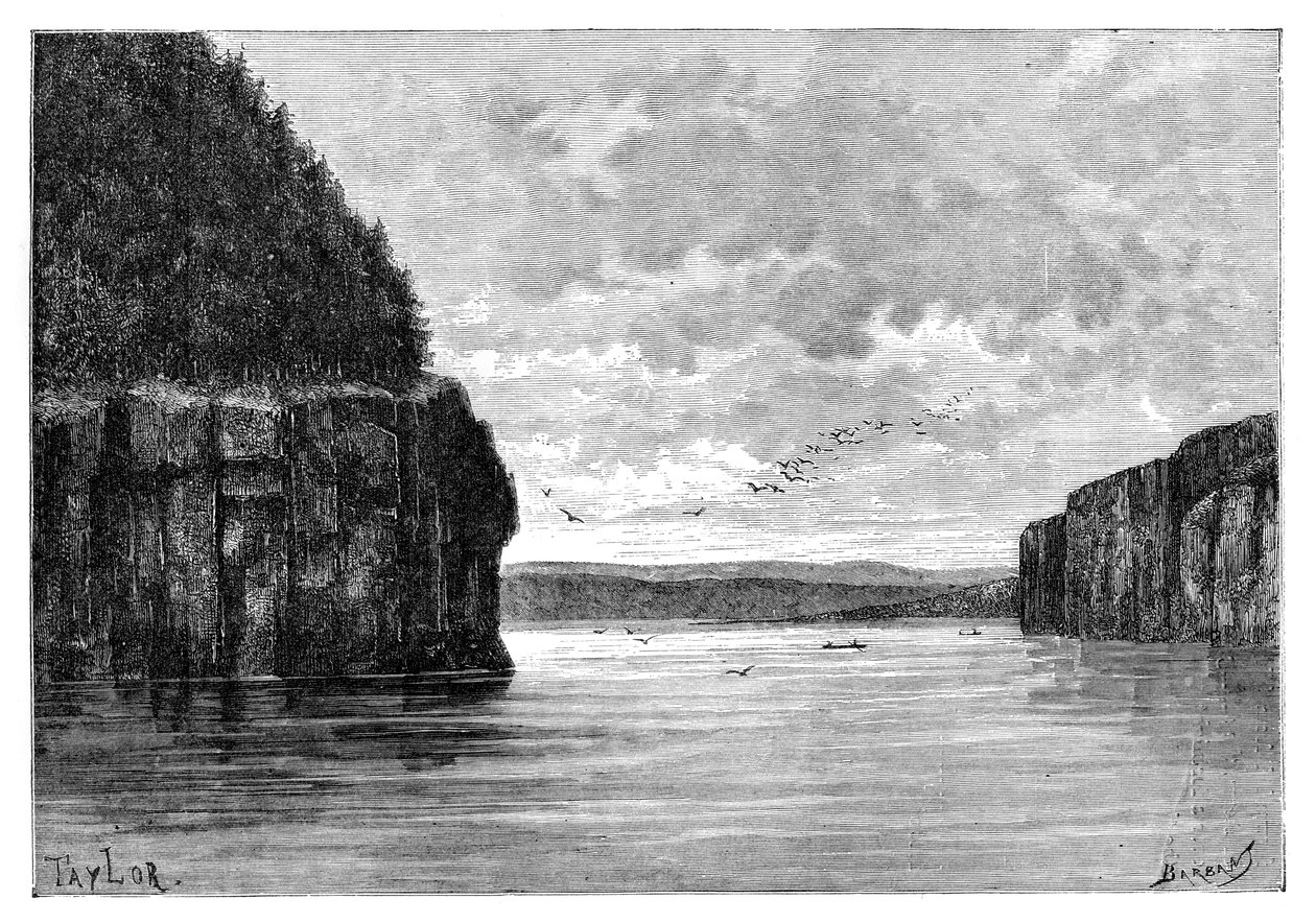 Rzeka Angara, poniżej bystrza Paduńskiego, Syberia, Rosja, 1895. autorstwa Charles Barbant