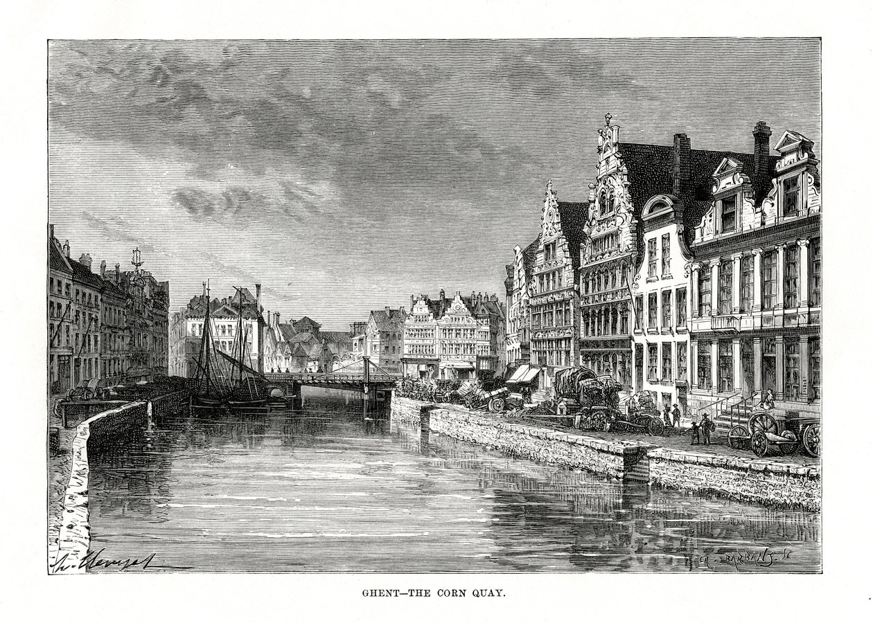 Nabrzeże Kukurydziane, Gandawa, Flandria, Belgia, 1879 r. autorstwa Charles Barbant