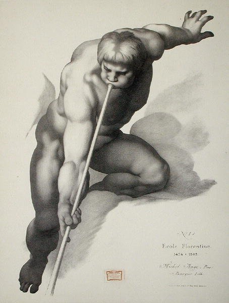 Anioł grający na trąbce, płyta 1 z Cours de Dessin tom II: „Modeles d