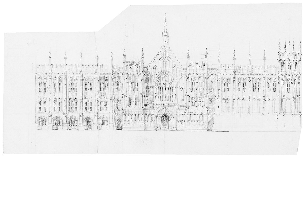 Rysunek do izb parlamentu, ok. 1836-40 (ołówek na papierze) autorstwa Charles Barry