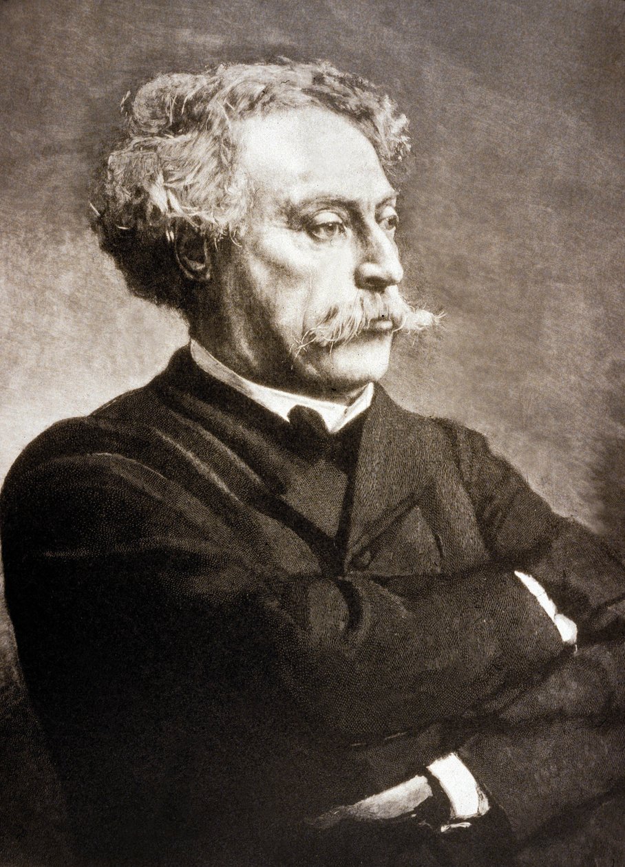 Alexandre Dumas Fils (1824-1895) pisarz francuski, wg Leona Bonnata (grafika) autorstwa Charles Baude