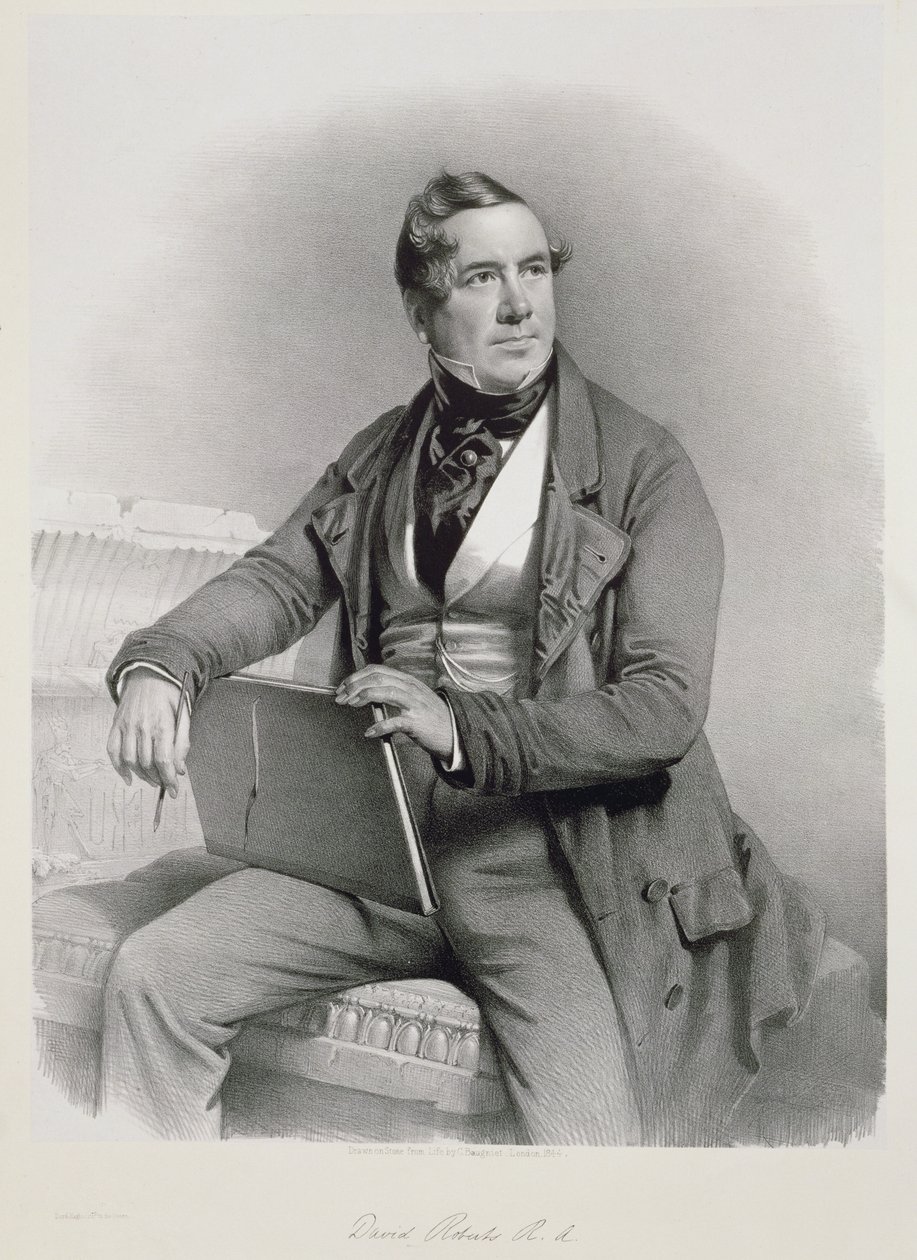 Portret Davida Robertsa (1796-1864), frontispis do I tomu "Ziemi Świętej", 1844 r. autorstwa Charles Baugniet