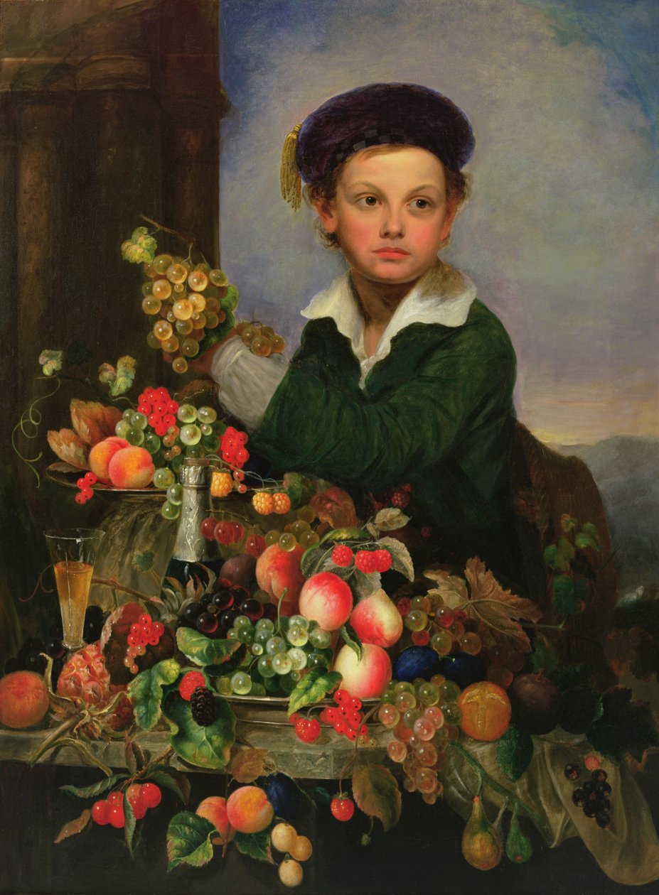 Chłopiec z martwą naturą, ok. 1855 (olej na płótnie) autorstwa Charles Baum