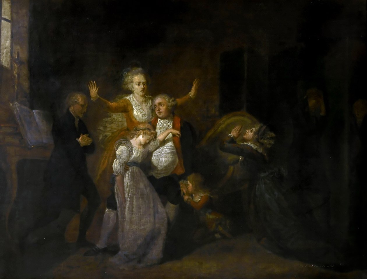 Pożegnanie Ludwika XVI przez jego rodzinę w świątyni, 20 stycznia 1793 r. autorstwa Charles Benazech