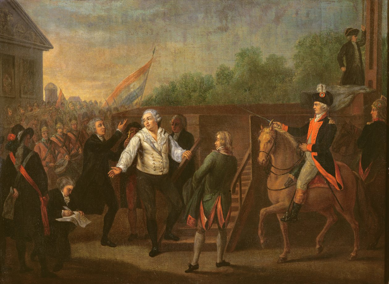 Ludwik XVI (1754-93) u stóp szafotu, 21 stycznia 1793 autorstwa Charles Benazech