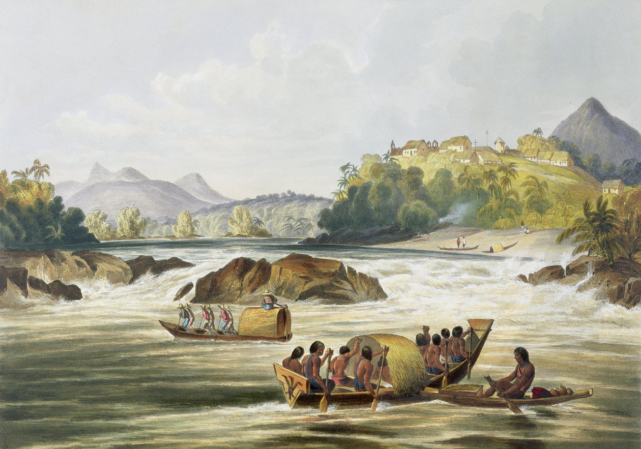 Brazylijski fort St. Gabriel on the Rio czarny, z „Widoków we wnętrzu Gujany”, grawerowany przez pub George