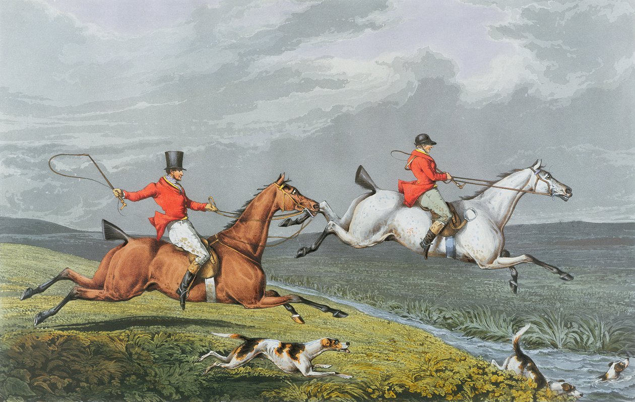 Polowanie na lisy: Full Cry, 1828 (akwatinta ręcznie kolorowana) autorstwa Charles Bentley