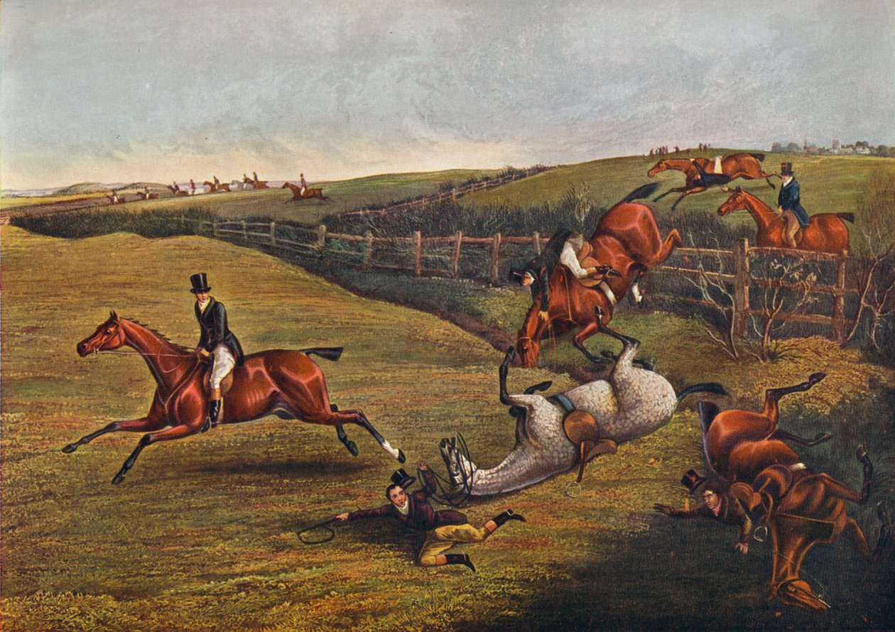 Tablica V: Grand Leicestershire Steeplechase, 1829, 1830, 1922 autorstwa Charles Bentley