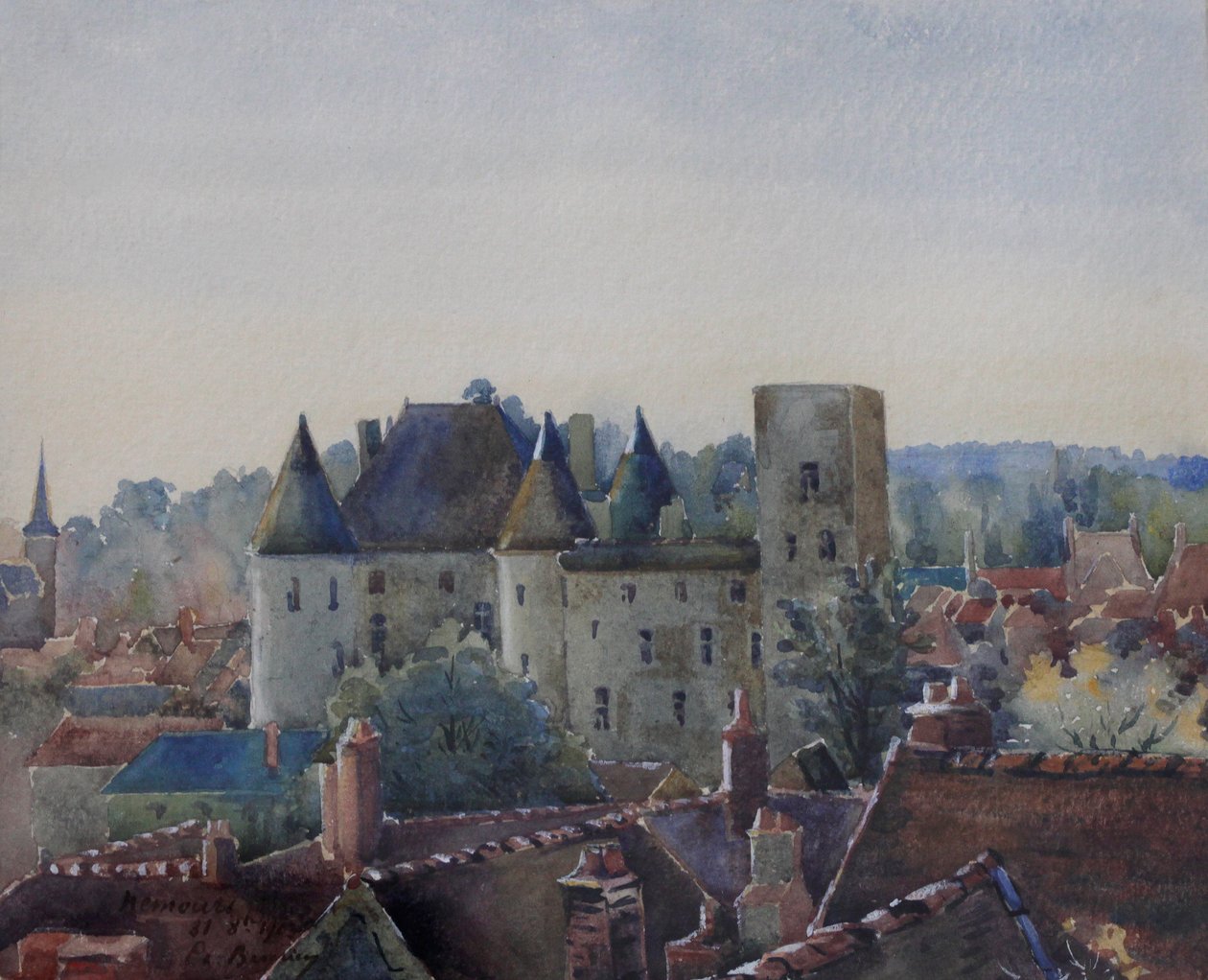 Zamek Nemours, ok. 1904 (akwarela) autorstwa Charles Bernier