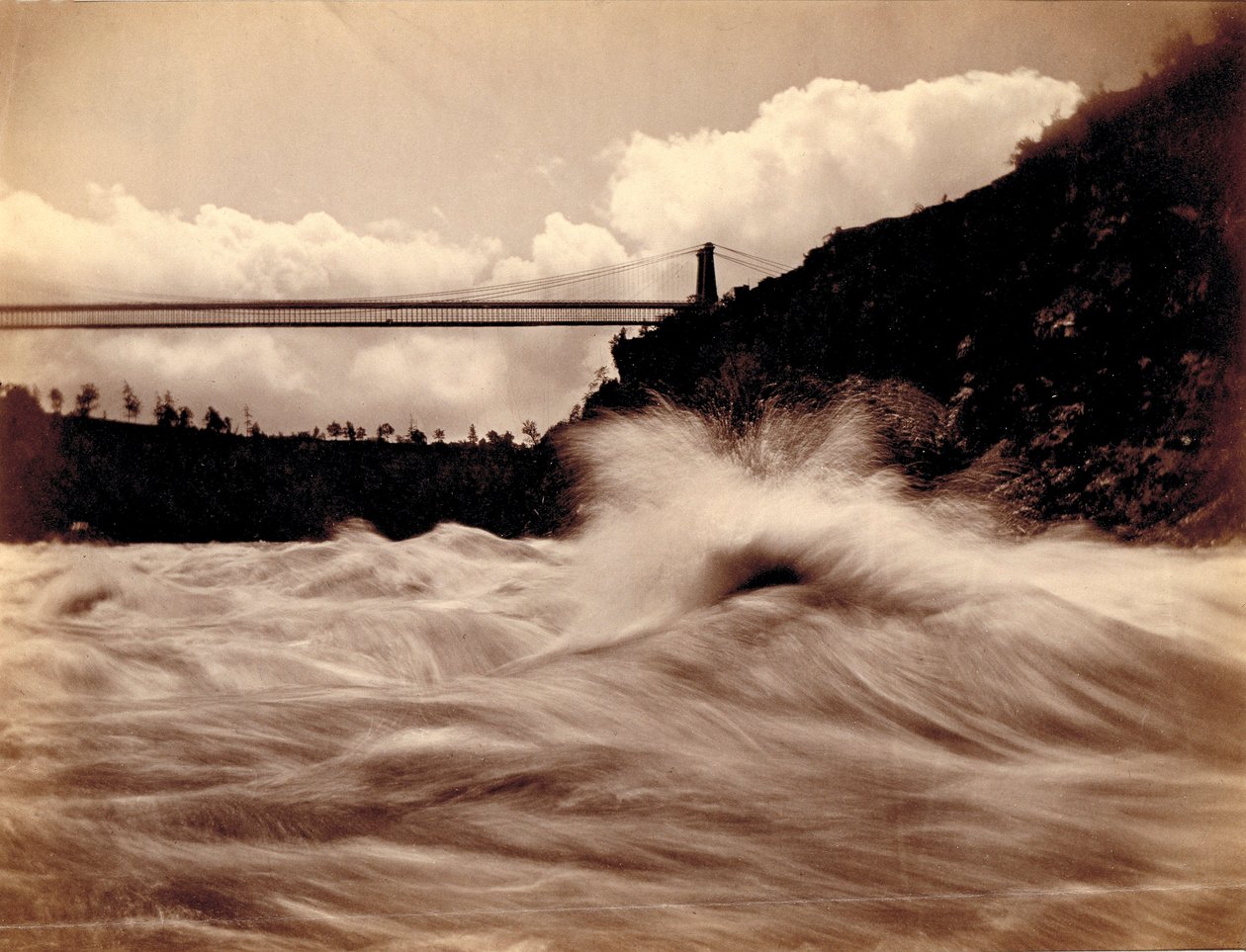 The Rapids, poniżej mostu wiszącego autorstwa Charles Bierstadt