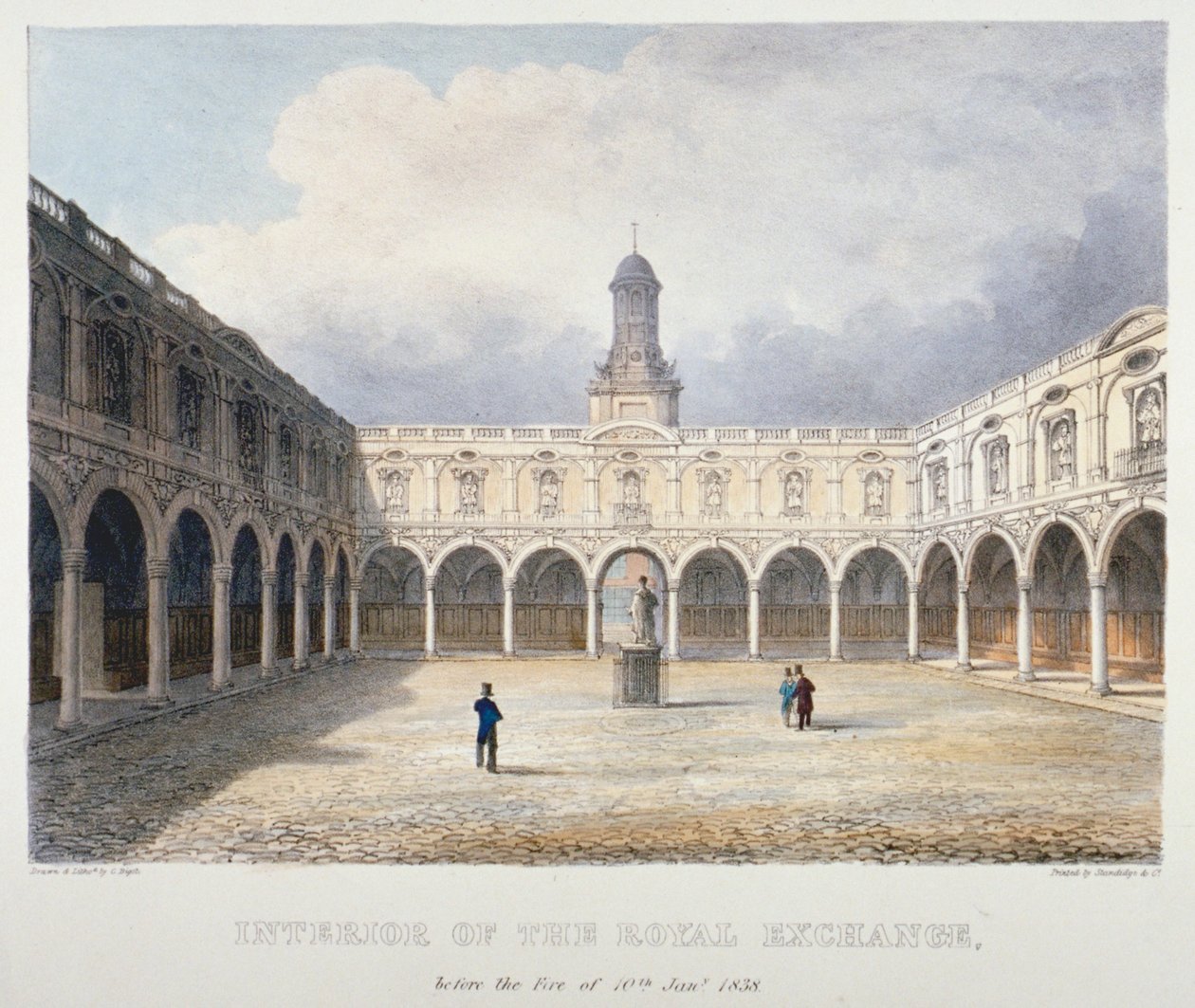 Dziedziniec Królewskiej Giełdy, City of London, 1838. autorstwa Charles Bigot