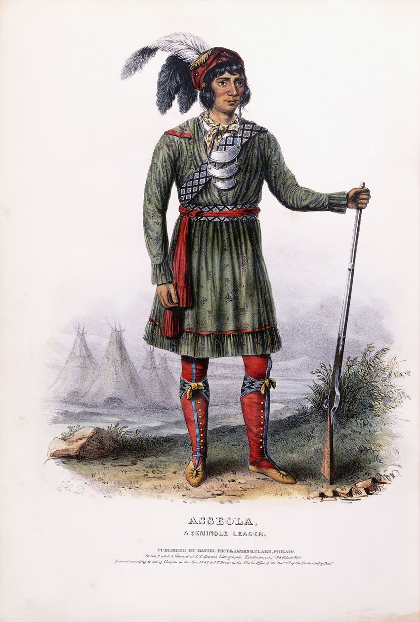 Asseola, lider Seminole, ok. 1837-1844 (ręcznie wykańczana kolorowa litografia) autorstwa Charles Bird (after) King