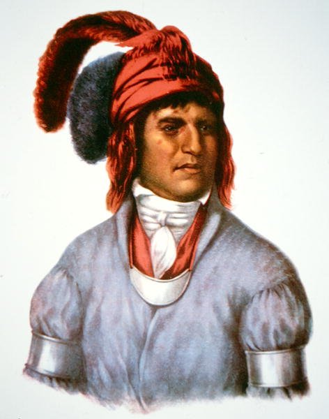 Ledagie, wódz ludu Creek, z obrazu z 1825 r. (kolor lito) autorstwa Charles Bird (after) King