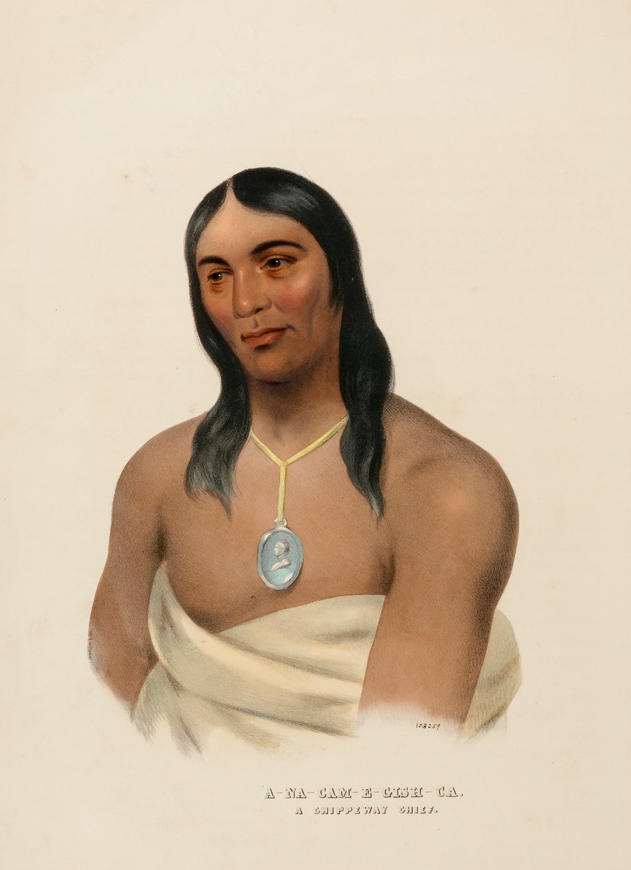 A-NA-CAM-E-GISH-CA. A CHIPPEWA CHIEF., z Historii plemion indiańskich Ameryki Północnej autorstwa Charles Bird King
