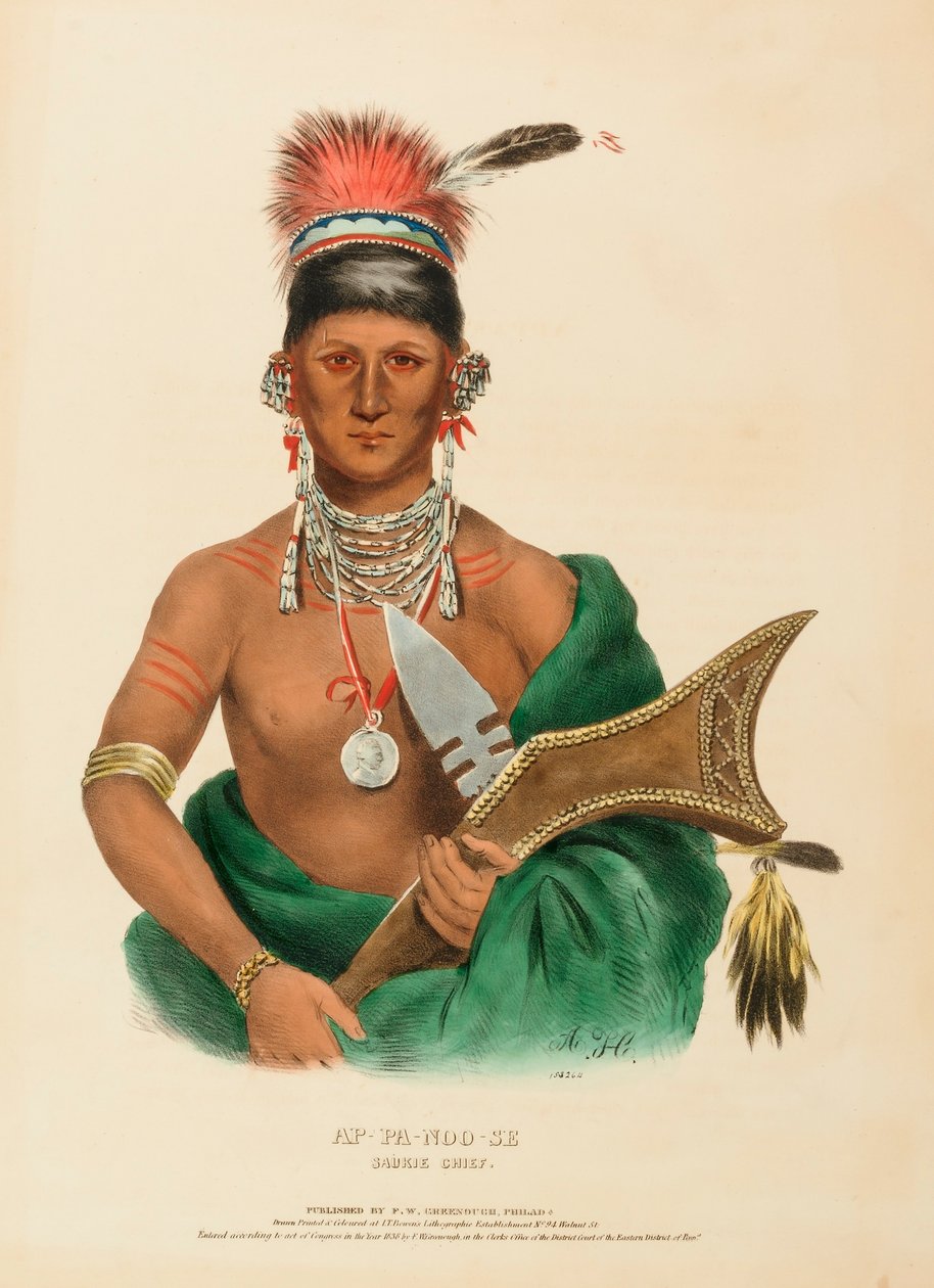AP-PA-NOO-SE. SAUKIE CHIEF, z Historii plemion indiańskich Ameryki Północnej autorstwa Charles Bird King