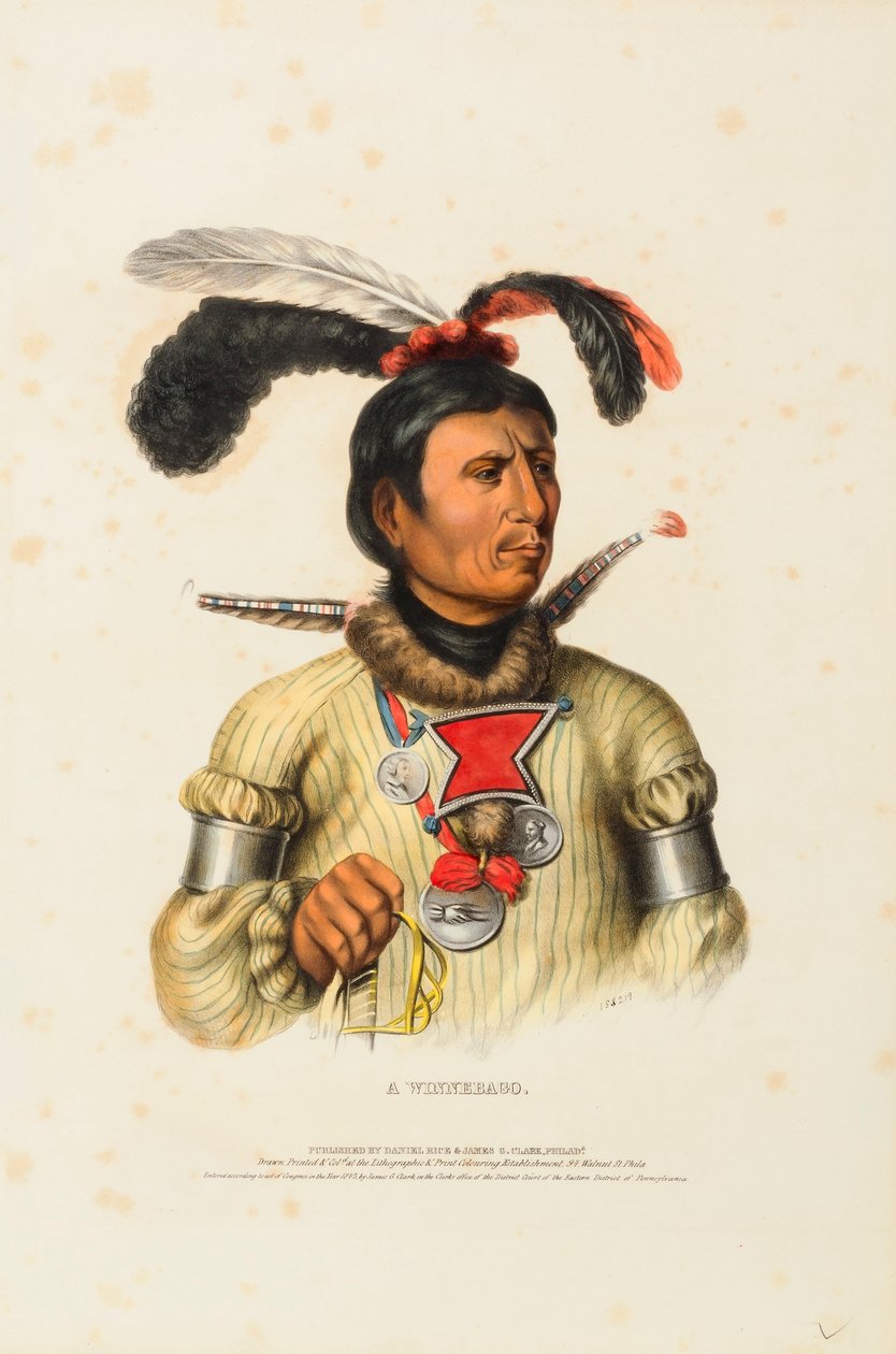 A WINNEBAGO., z Historii plemion indiańskich Ameryki Północnej autorstwa Charles Bird King