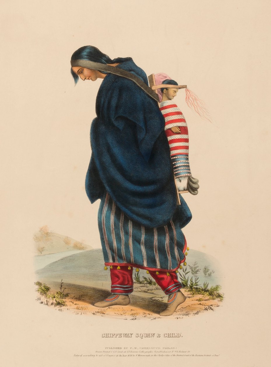 KOBIETA I DZIECKO CHIPPEWAY, z Historii plemion indiańskich Ameryki Północnej autorstwa Charles Bird King