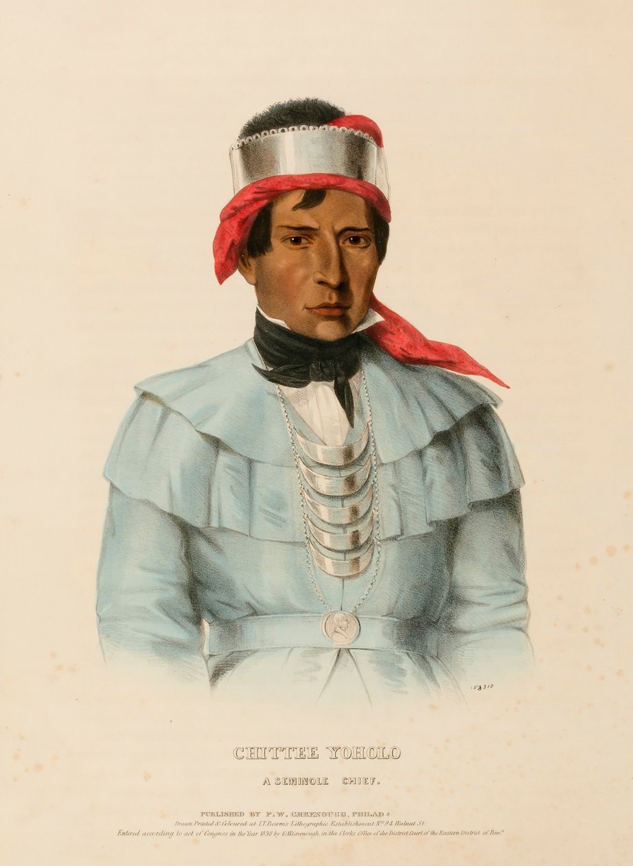 CHITTEE-YOHOLO. A SEMINOLE CHIEF., z Historii plemion indiańskich Ameryki Północnej autorstwa Charles Bird King