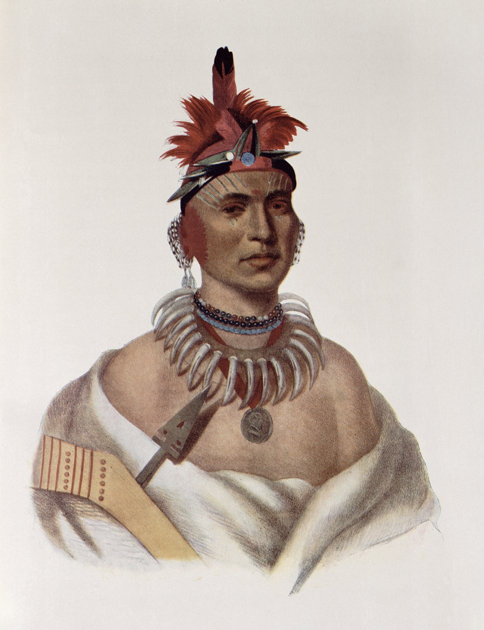 Chon-Ca-Pe lub „Big Kansas”, wódz Oto, ilustracja z „The Indian Tribes of North America, Vol.1”, Thomasa L. McKenneya i Jamesa Halla, wyd. John Grant autorstwa Charles Bird King
