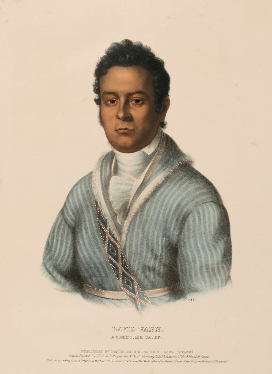 DAVID VANN. A CHEROKEE CHIEF., z Historii plemion indiańskich Ameryki Północnej autorstwa Charles Bird King