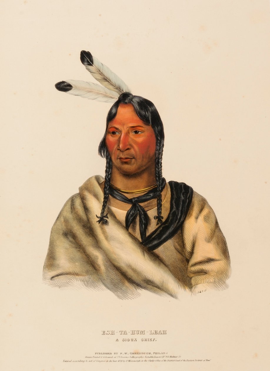 ESH-TA-HUM-LEAH. WÓDZ SIOUX, z Historii plemion indiańskich Ameryki Północnej autorstwa Charles Bird King