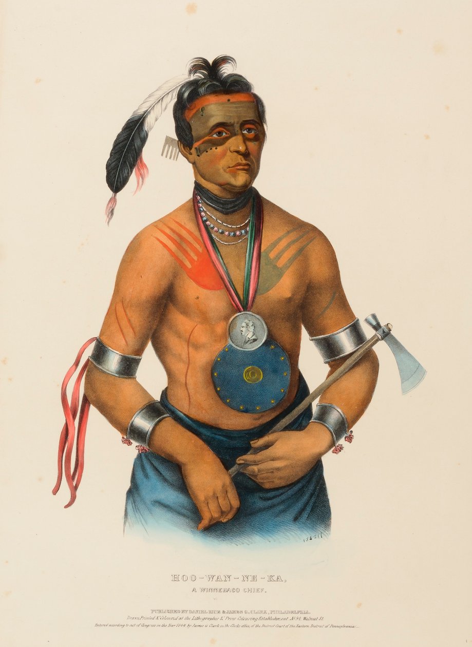 HOO-WAN-NE-KA, WÓDZ WINNEBAGO, z Historii plemion indiańskich Ameryki Północnej autorstwa Charles Bird King