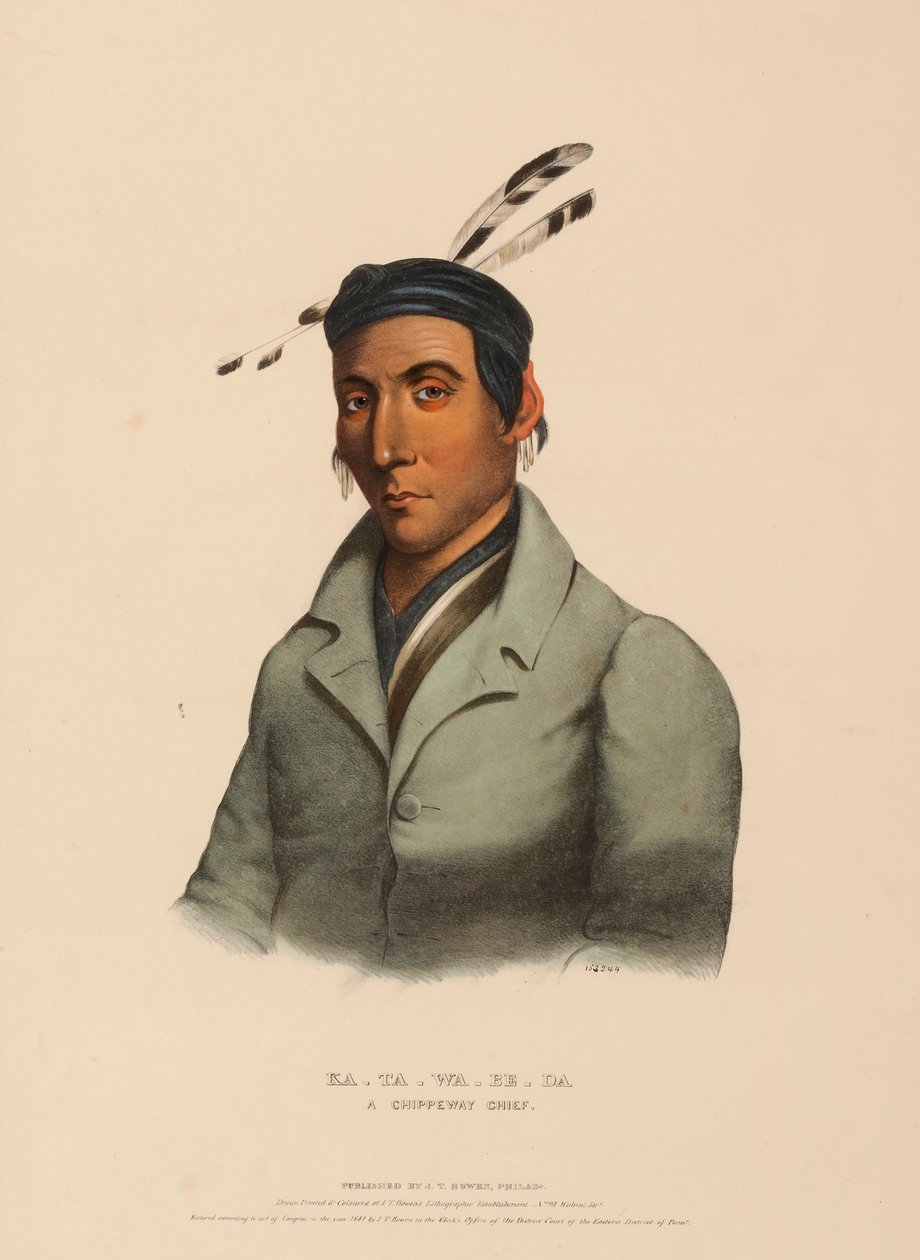 KA-TA-WA-BE-DA. A CHIPPEWAY CHIEF., z Historii plemion indiańskich Ameryki Północnej autorstwa Charles Bird King