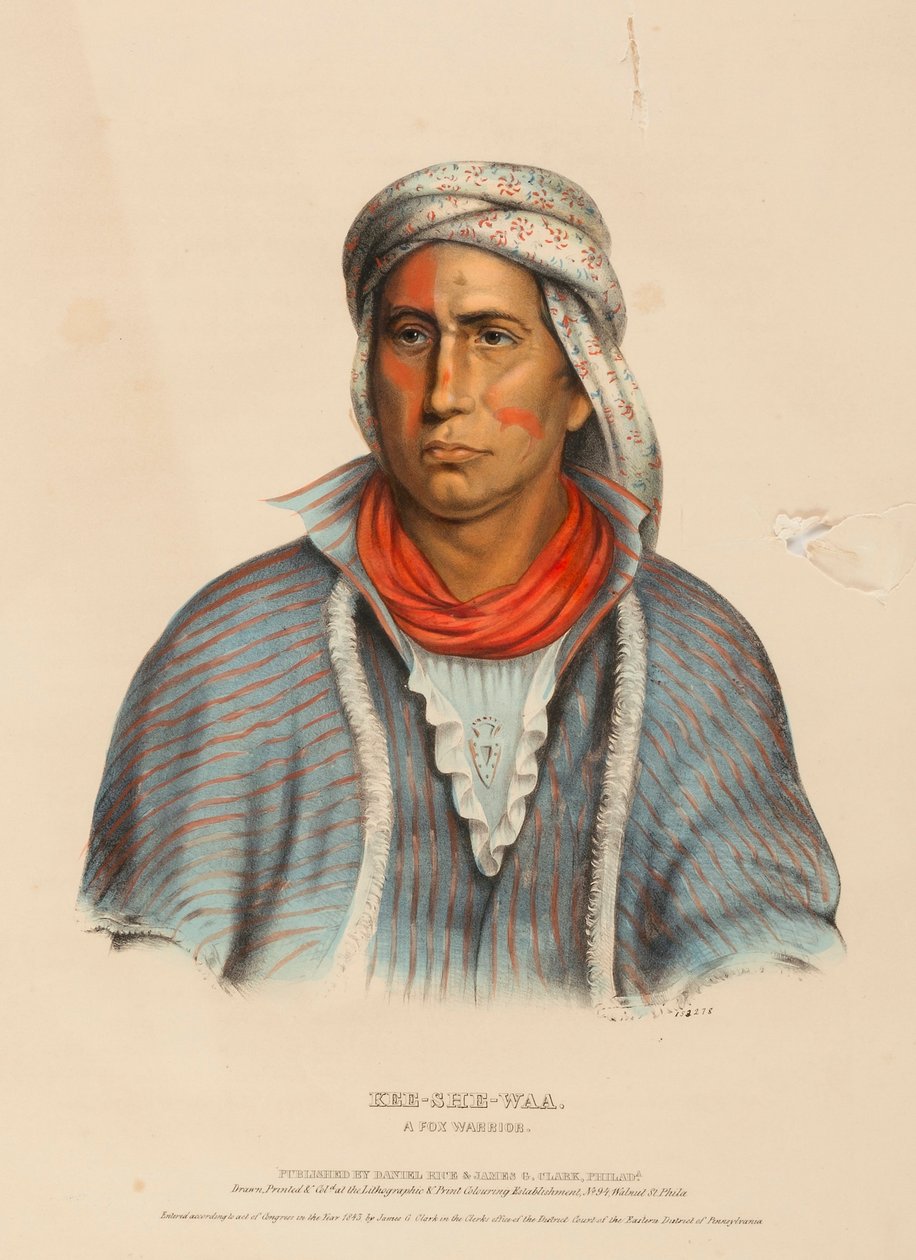 KEE-SHE-WAA. A FOX WARRIOR., z Historii plemion indiańskich Ameryki Północnej autorstwa Charles Bird King