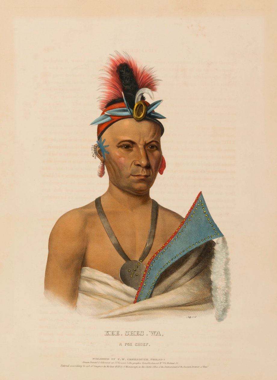 KEE-SHES-WA, A FOX CHIEF., z Historii plemion indiańskich Ameryki Północnej autorstwa Charles Bird King