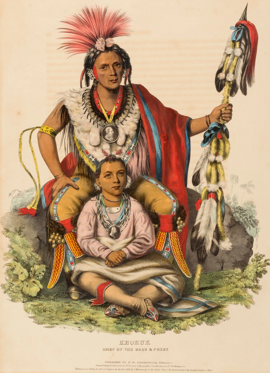 KEOKUK. WÓDZ SACÓW I FOXÓW, z Historii plemion indiańskich Ameryki Północnej autorstwa Charles Bird King