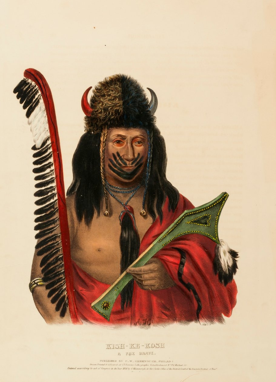 KISH-KE-KOSH. A FOX BRAVE, z Historii plemion indiańskich Ameryki Północnej autorstwa Charles Bird King