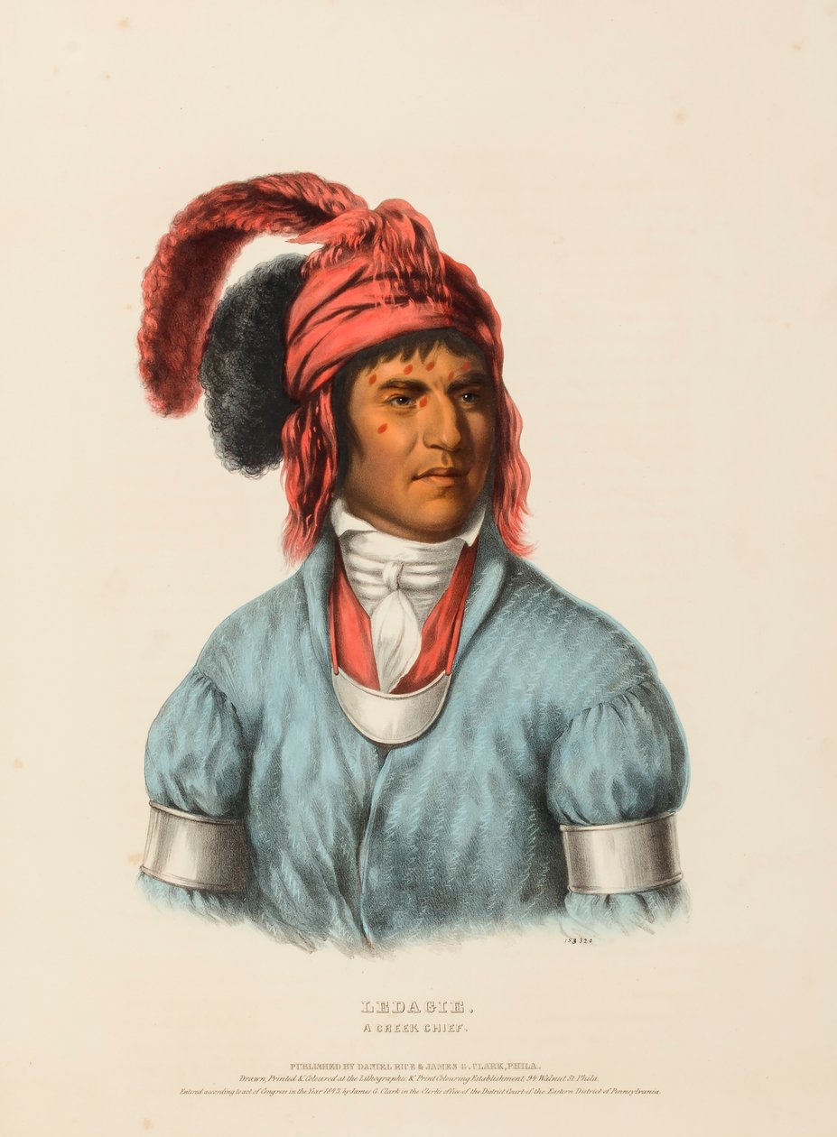 LEDAGIE. A CREEK CHIEF., z Historii plemion indiańskich Ameryki Północnej autorstwa Charles Bird King