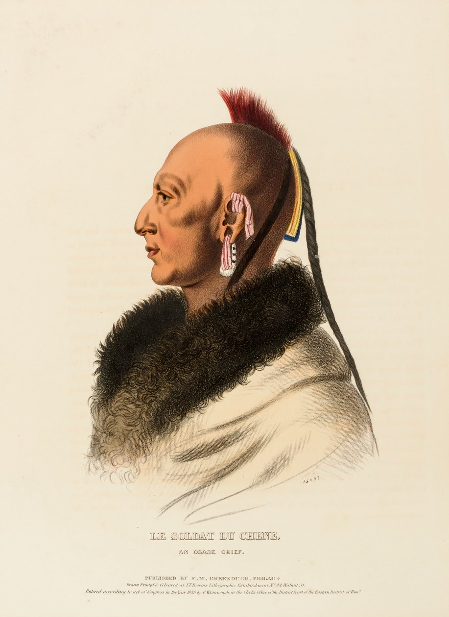 LE SOLDAT DU CHENE, AN OSAGE CHIEF., z Historii plemion indiańskich Ameryki Północnej autorstwa Charles Bird King