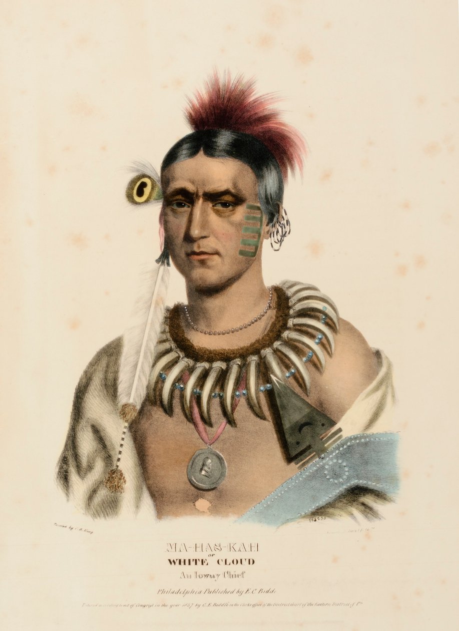 MA-HAS-KAH, z Historii plemion indiańskich Ameryki Północnej autorstwa Charles Bird King