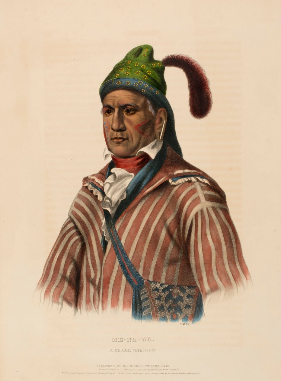 ME-NA-WA. CREEK WARRIOR, z Historii plemion indiańskich Ameryki Północnej autorstwa Charles Bird King